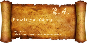 Maczinger Adony névjegykártya
